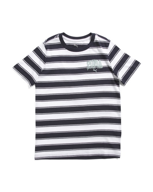 【預購】PUMA Sports Club G082063 男童條紋短袖TEE