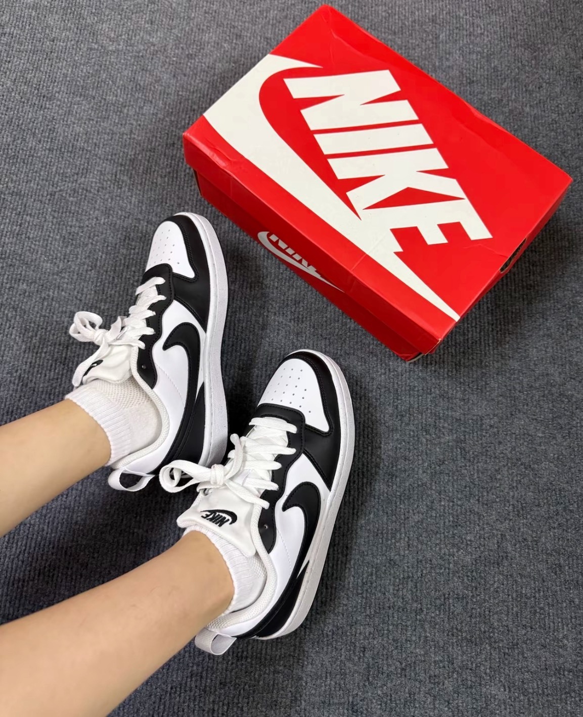 Nike Court Borough Low Recraft GS 黑白色 熊貓 大童鞋 DV5456-131