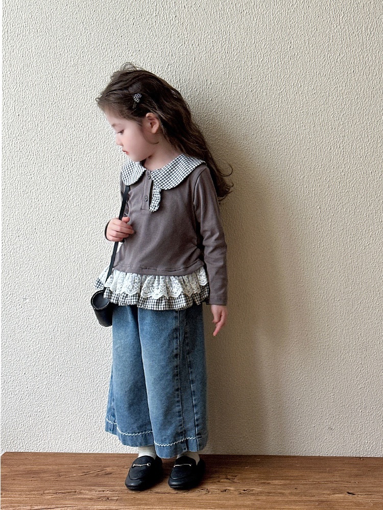 時髦曲線花邊牛仔褲