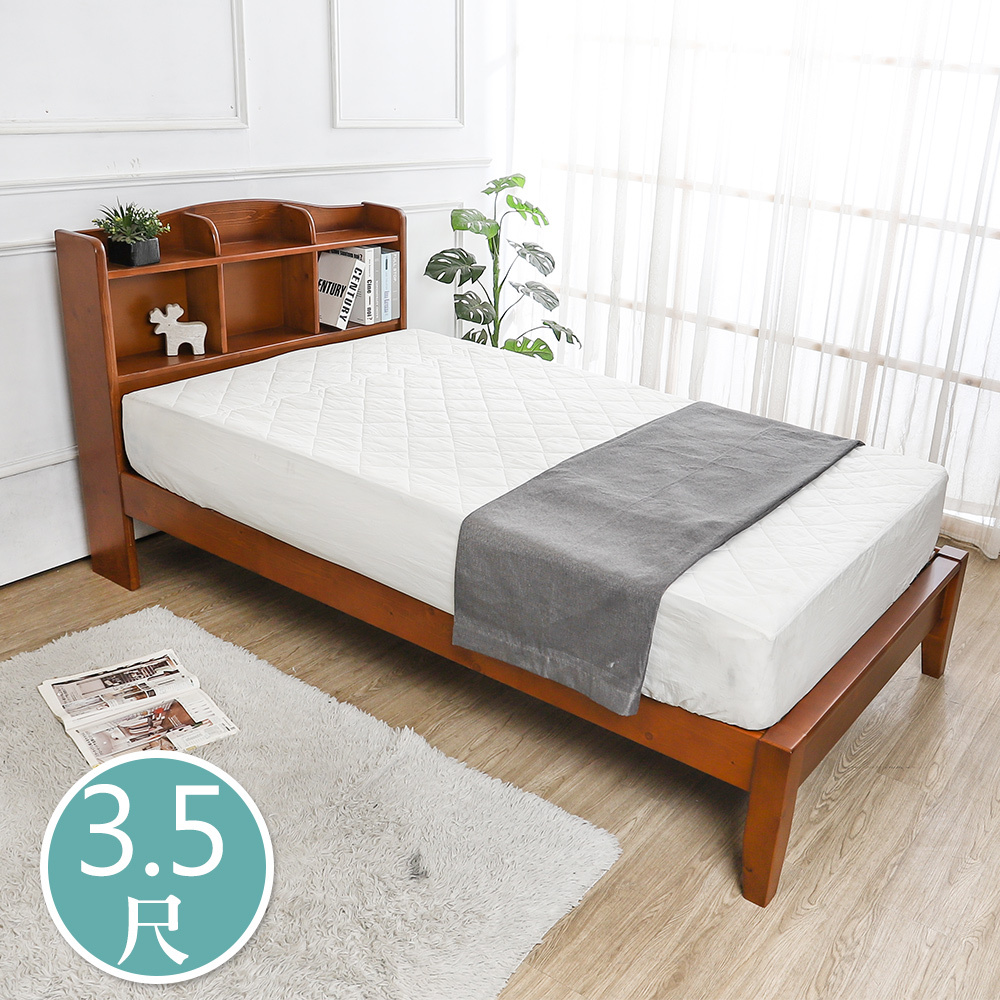 克查3.5尺實木書架單人床架