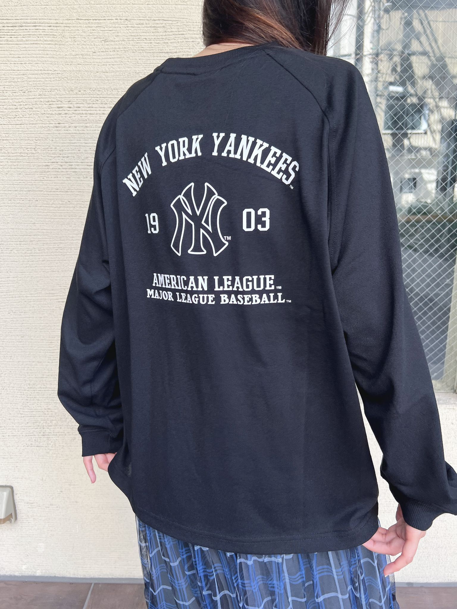日本 MLB NY 背LOGO 長袖TEE