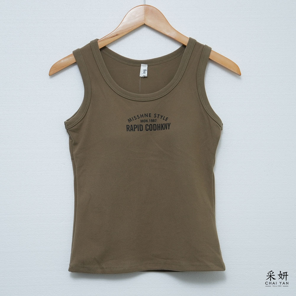 刷絨字母印花小可愛胸墊背心