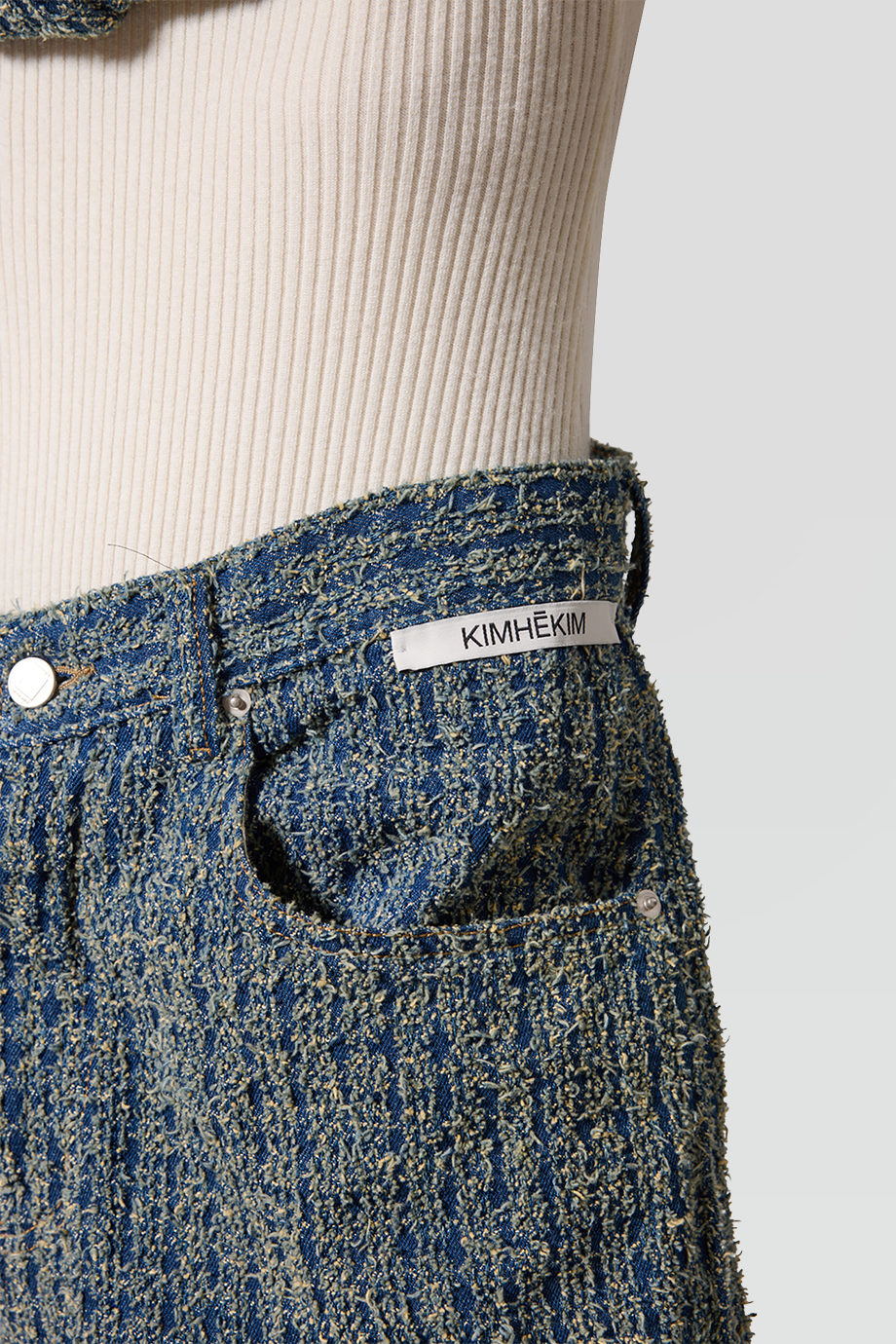 KIMHEKIM｜DENIM TWEED 粗花呢直筒牛仔寬褲