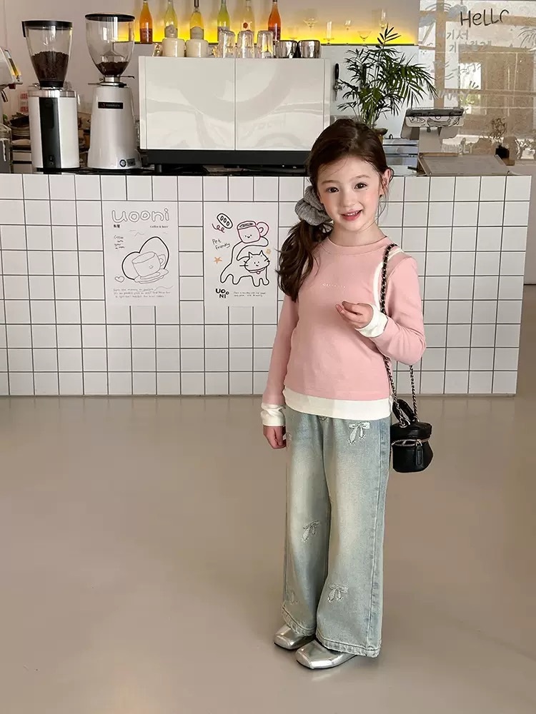 四色合身假兩件上衣