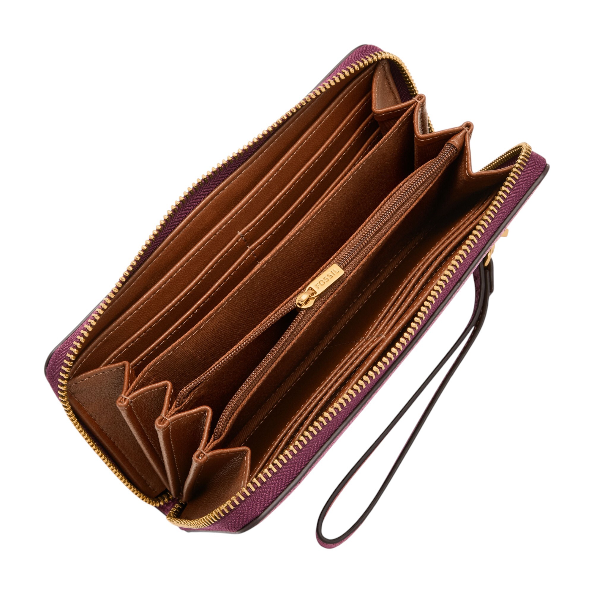 Logan 多層真皮拉鍊RFID防盜長夾-紫色 SL7831649