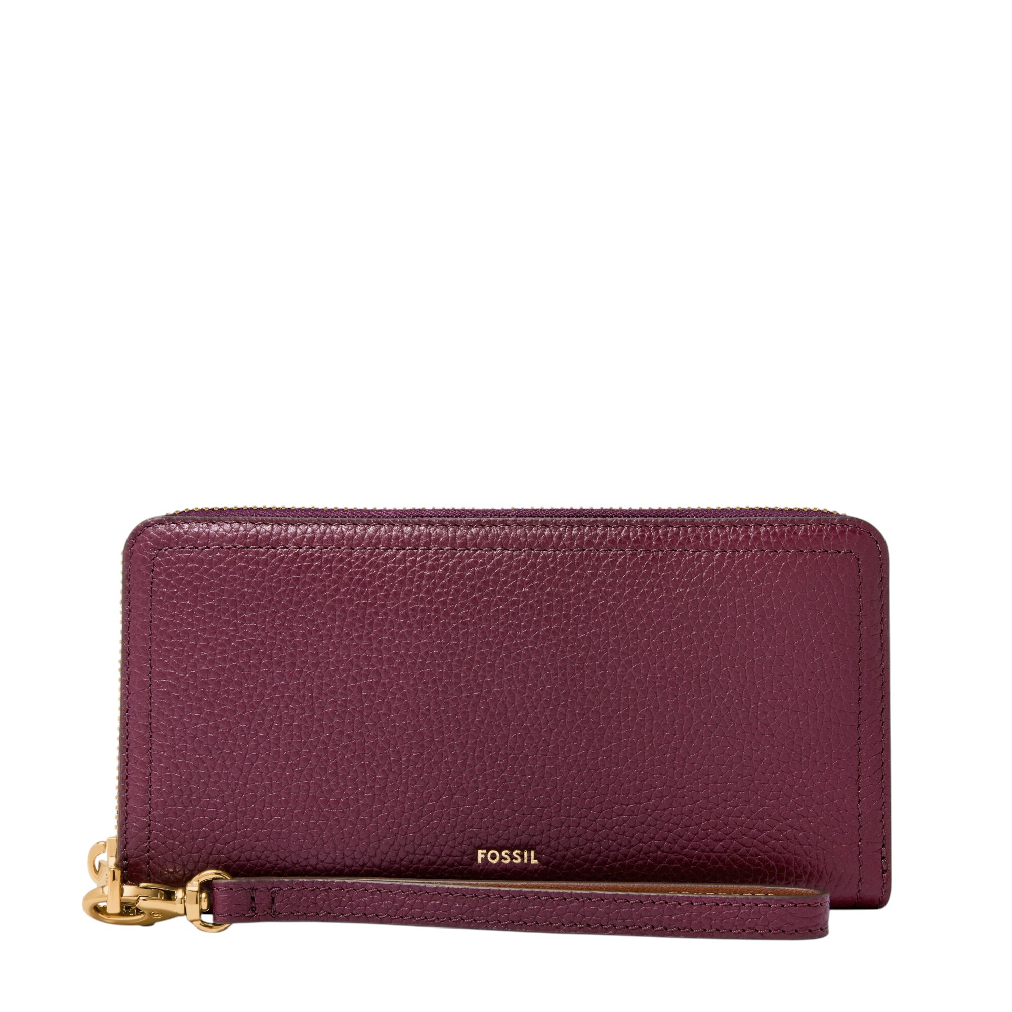 Logan 多層真皮拉鍊RFID防盜長夾-紫色 SL7831649