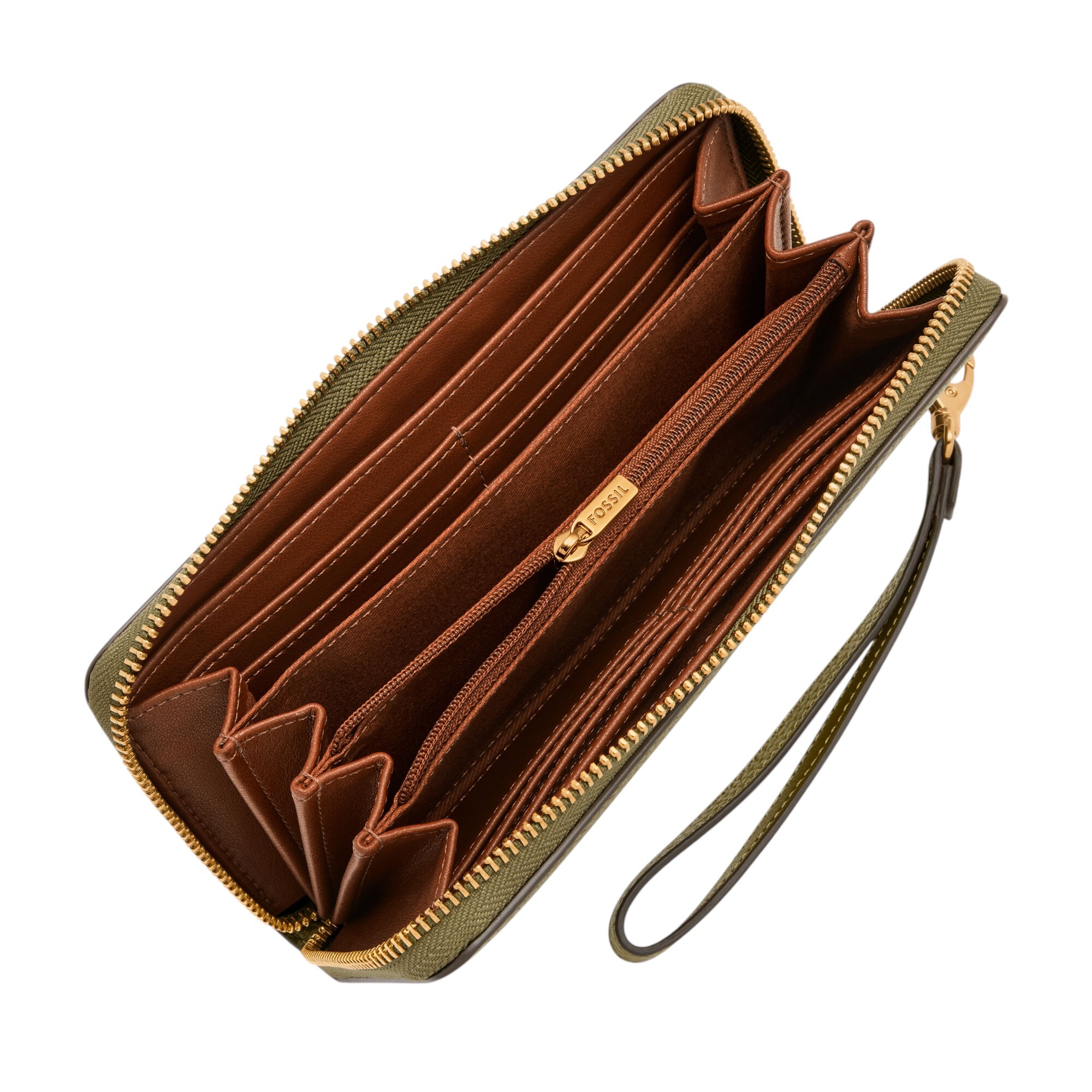 Logan 多層真皮拉鍊RFID防盜長夾-綠色 SL7831316