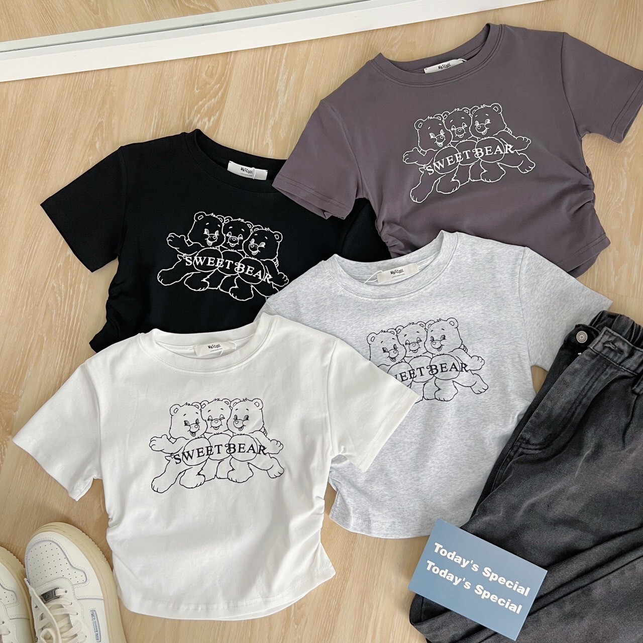 MS-GR09 SWEET BEAR側抓皺短版