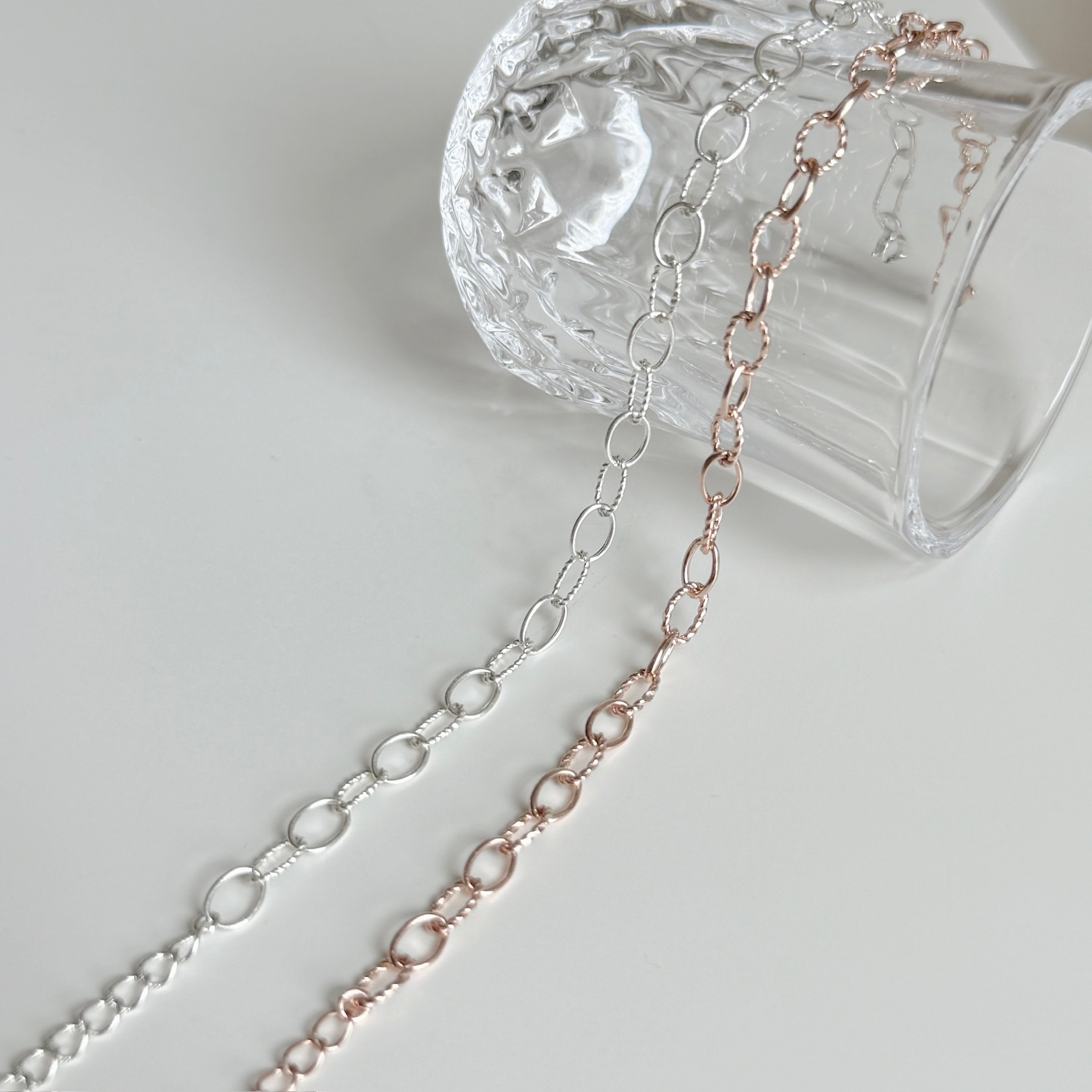 橢圓麻花相間素手鍊