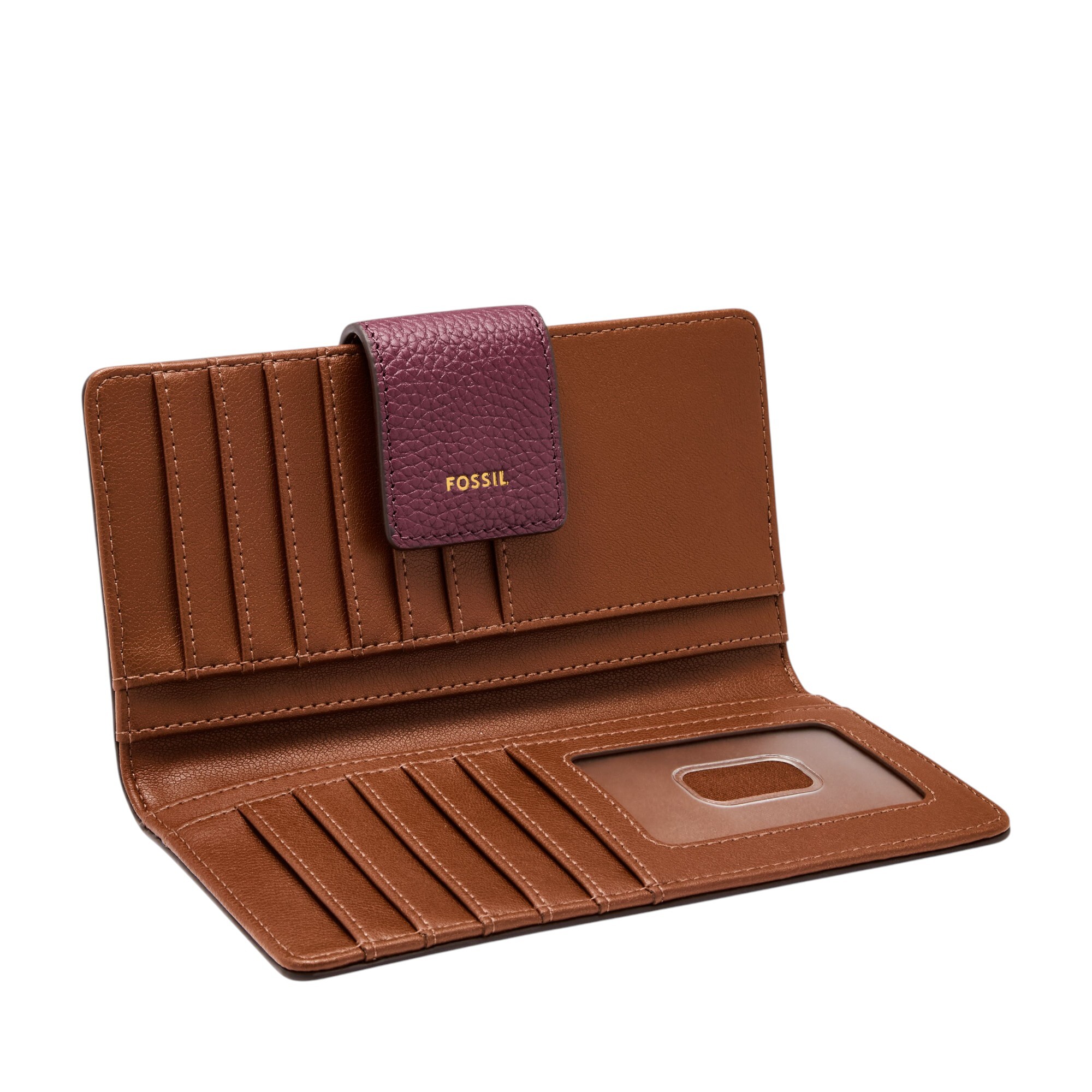 Logan 真皮扣式RFID防盜中長夾-紫色 SL7830649