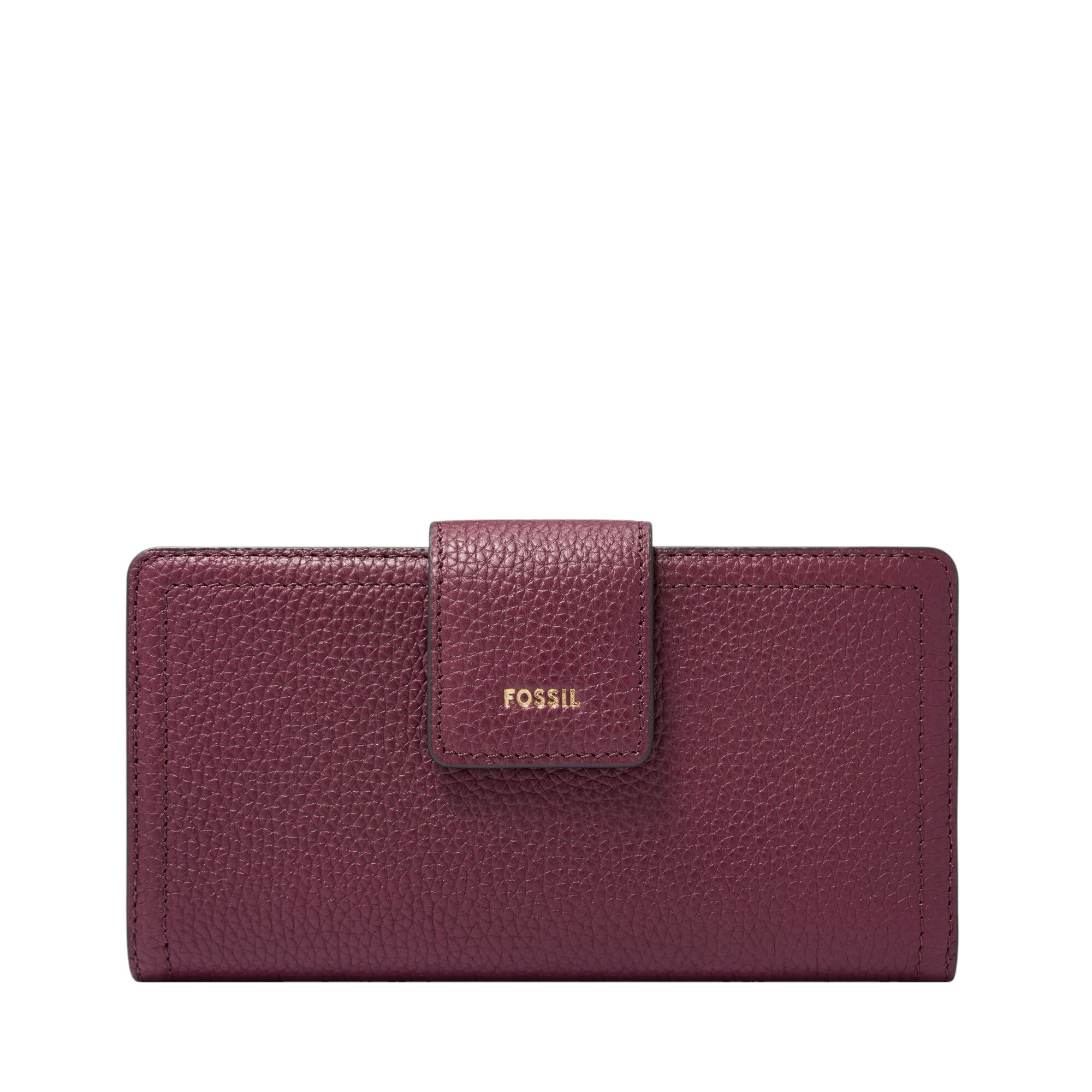 Logan 真皮扣式RFID防盜中長夾-紫色 SL7830649