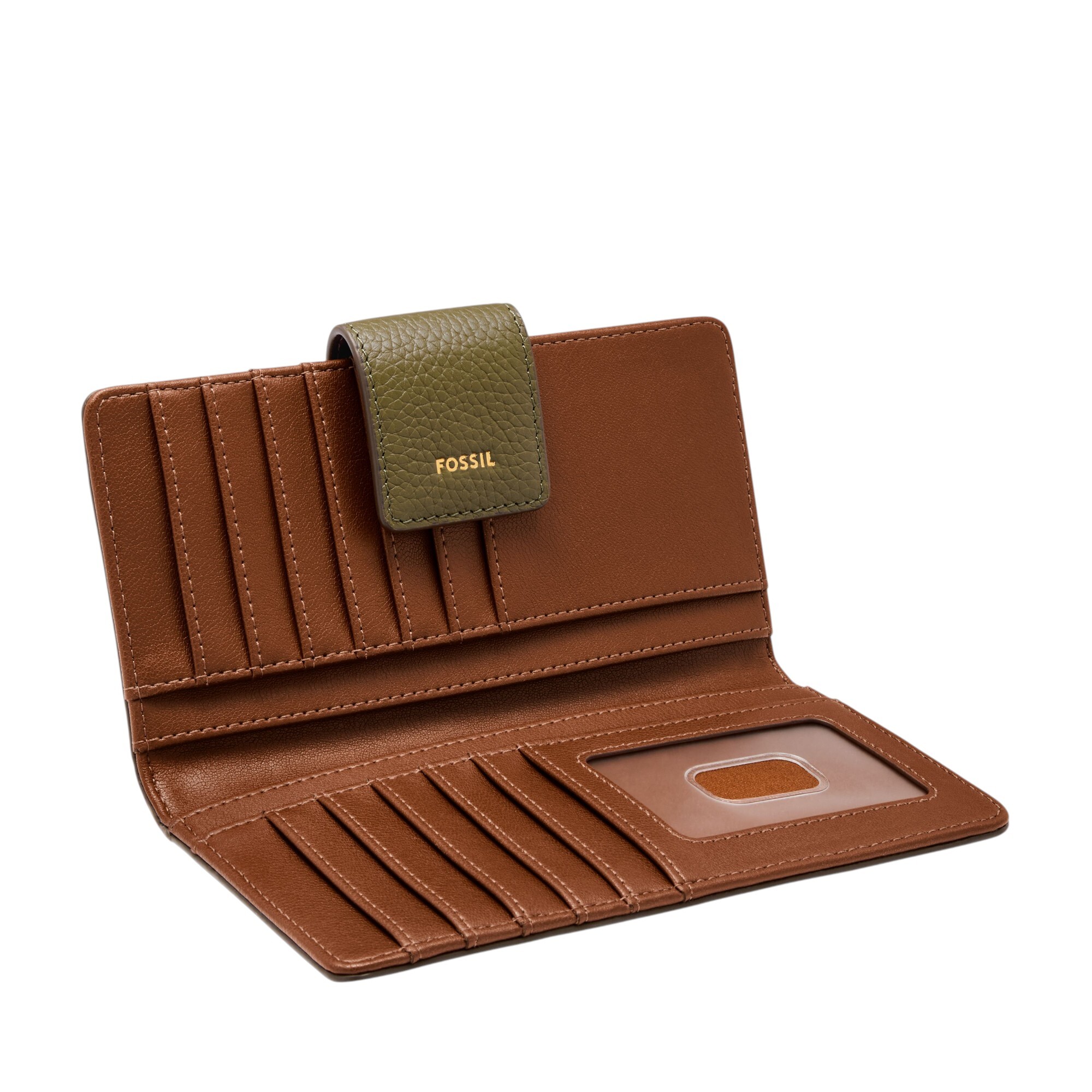 Logan 真皮扣式RFID防盜中長夾-綠色 SL7830316