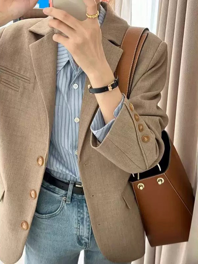 秋NEW 西裝外套卡其-現貨