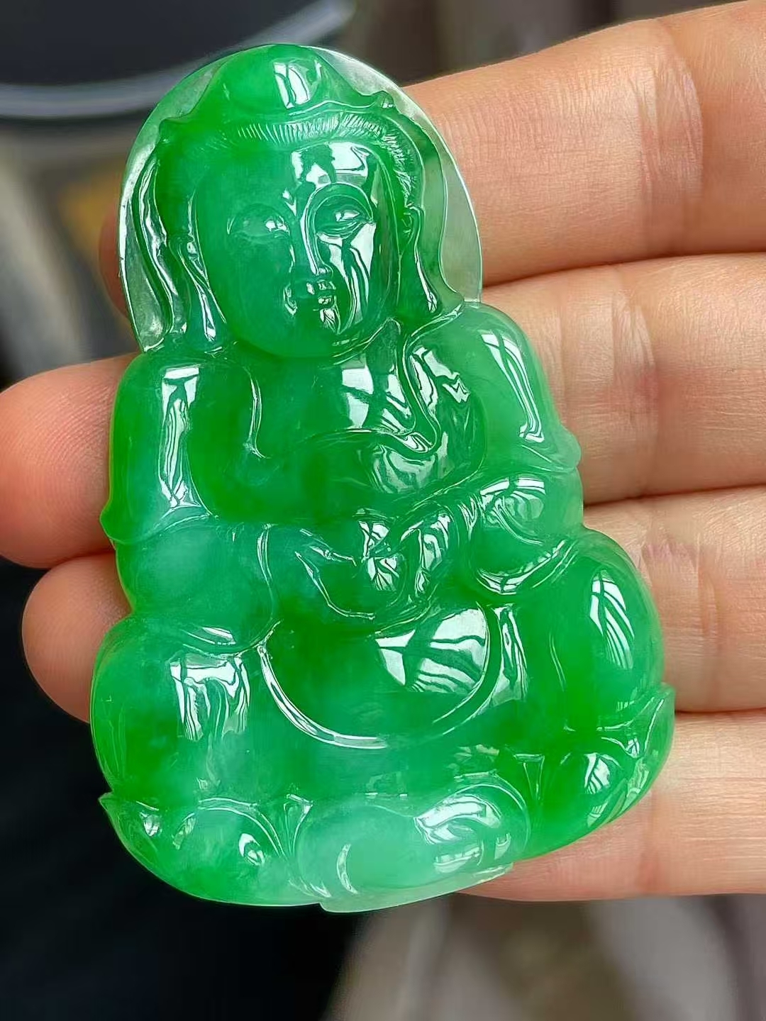 726351 翡翠冰陽綠觀音吊墜