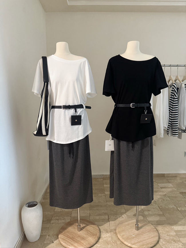 NEW露肩繫腰帶兩件式套裝