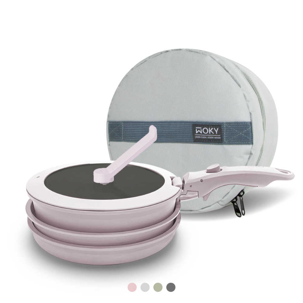收納革命》WOKY 塔塔鍋- 鈦塗層可疊不沾鍋(含可拆式把手) -全配7件組