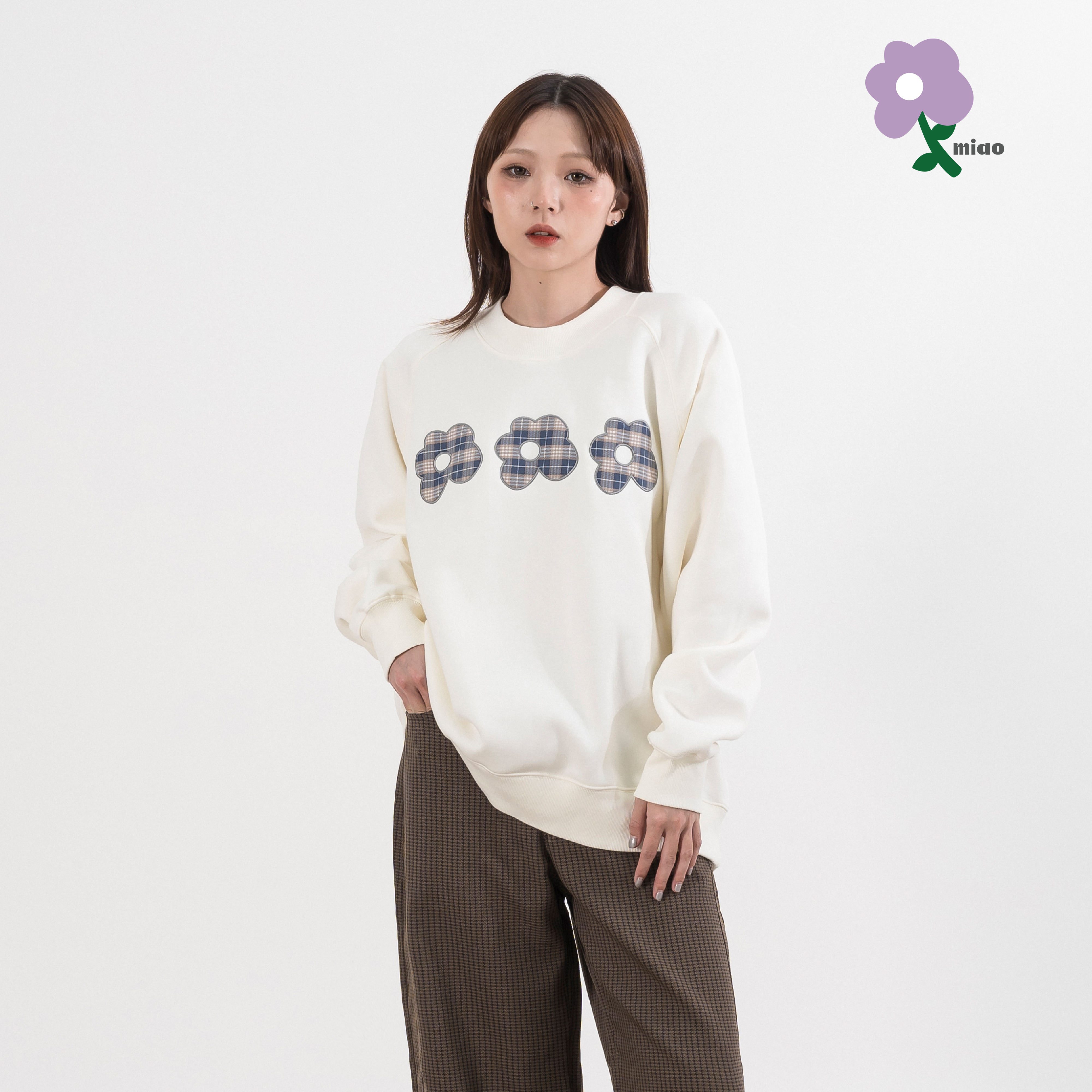 AGILITY MIAO Flowers Patch Sweater 布章小花 大學Tee [M-SW01]