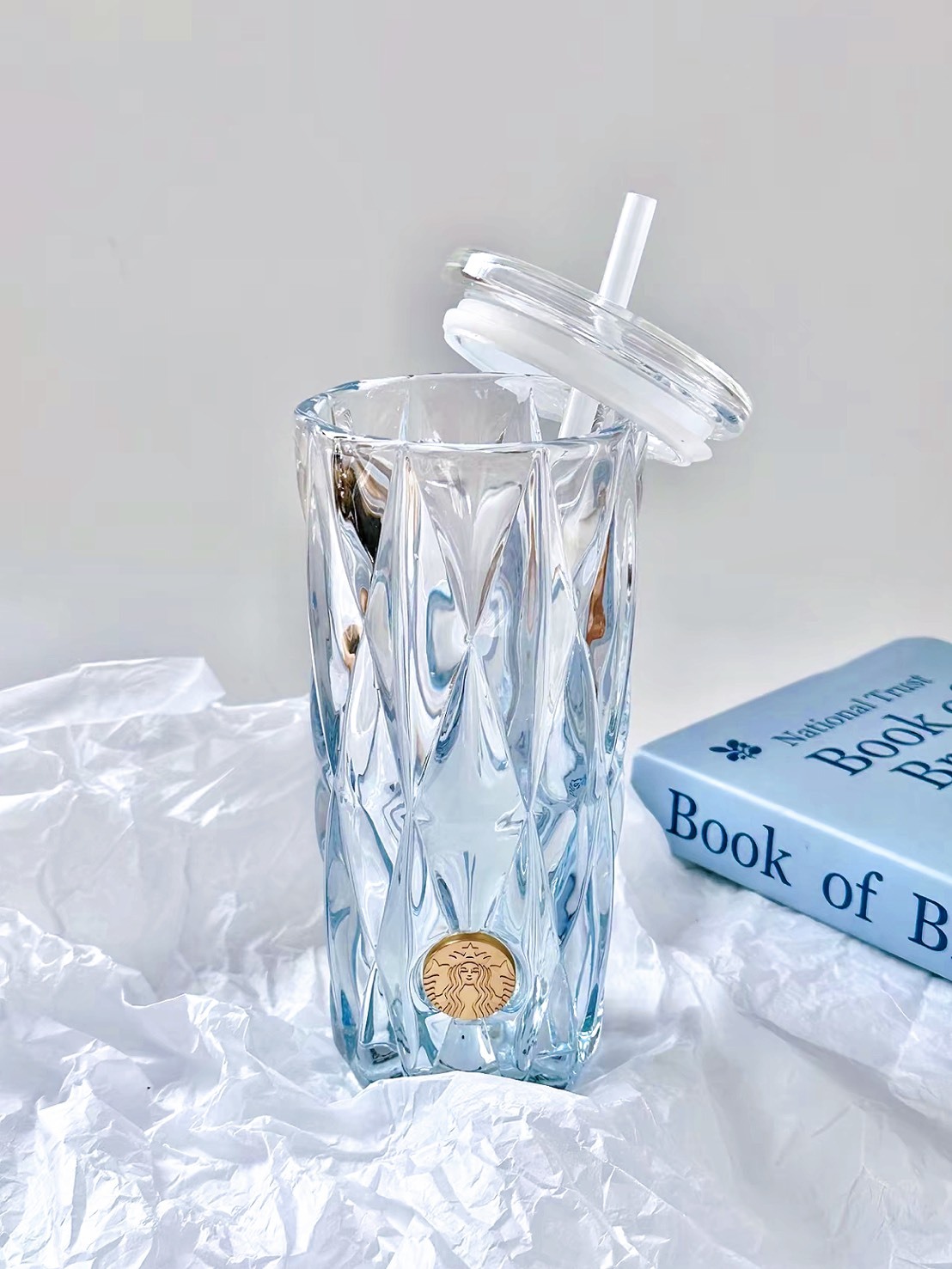 STARBUCKS 星巴克 冰川藍 玻璃 吸管杯 530ML