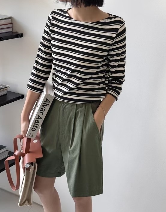 清新悠閑條子衫(14744)