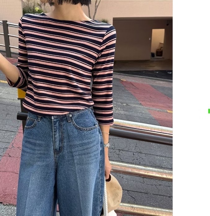 清新悠閑條子衫(14744)