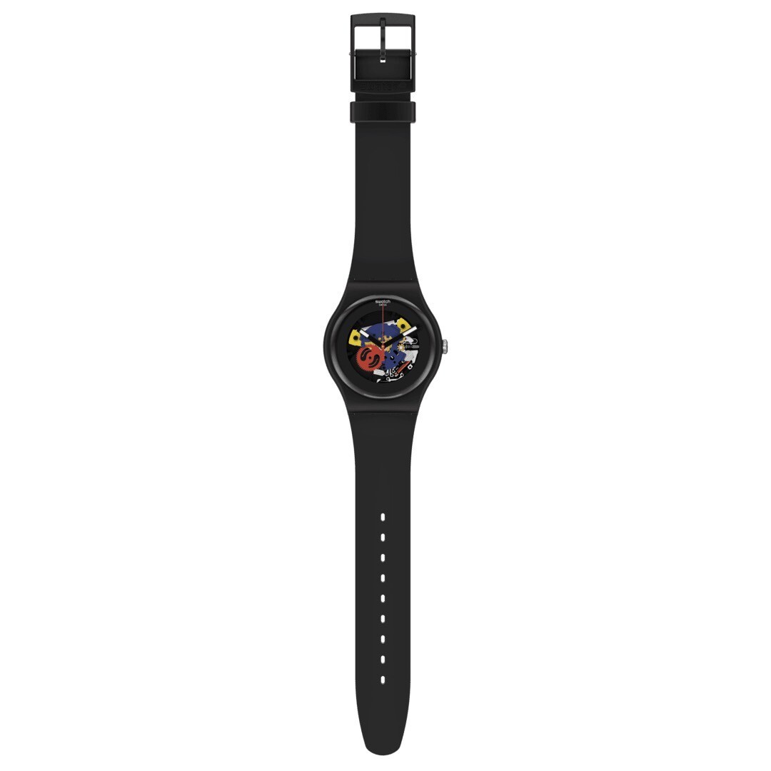 【Swatch】BLACK LACQUERED SO29B107 41mm 現代鐘錶