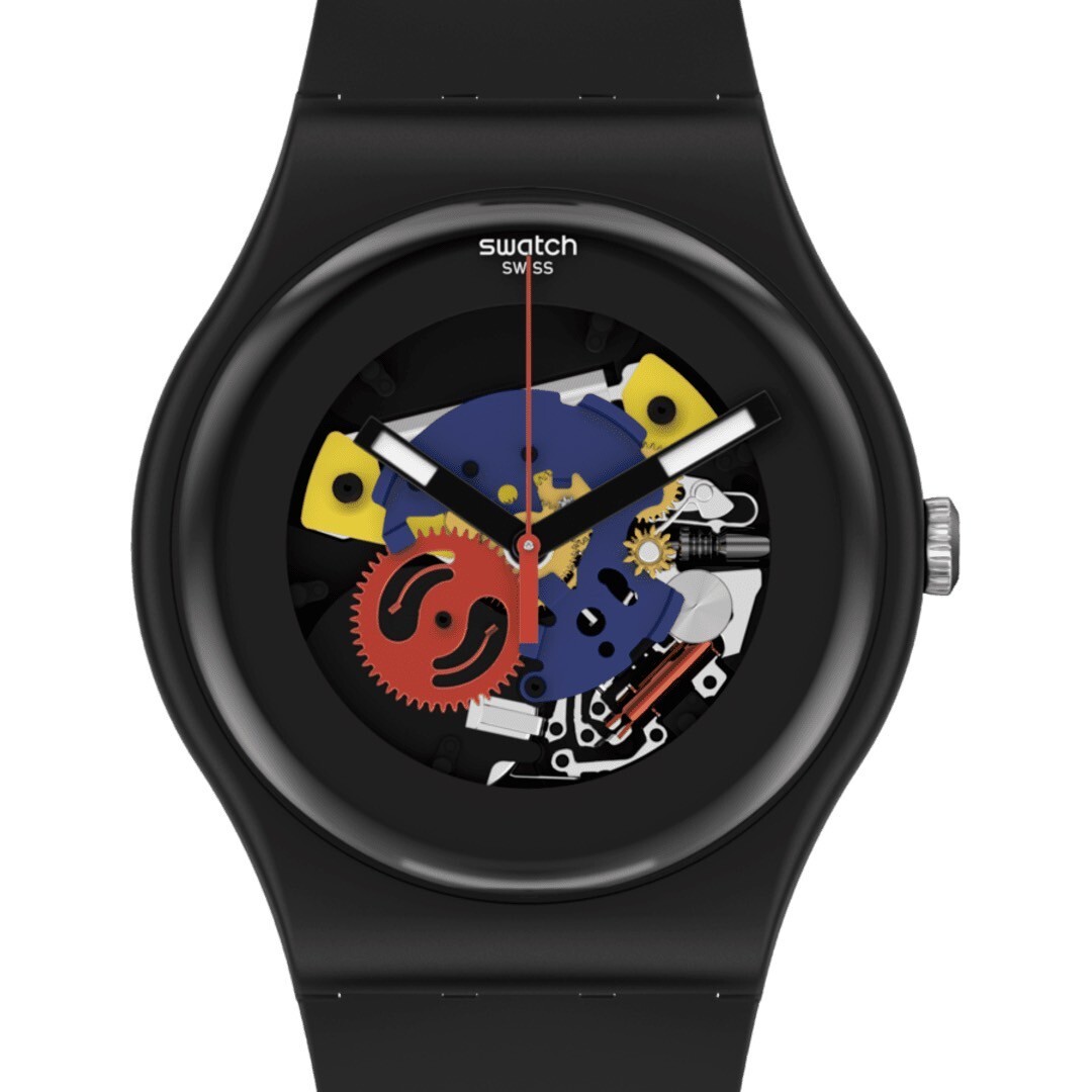 【Swatch】BLACK LACQUERED SO29B107 41mm 現代鐘錶