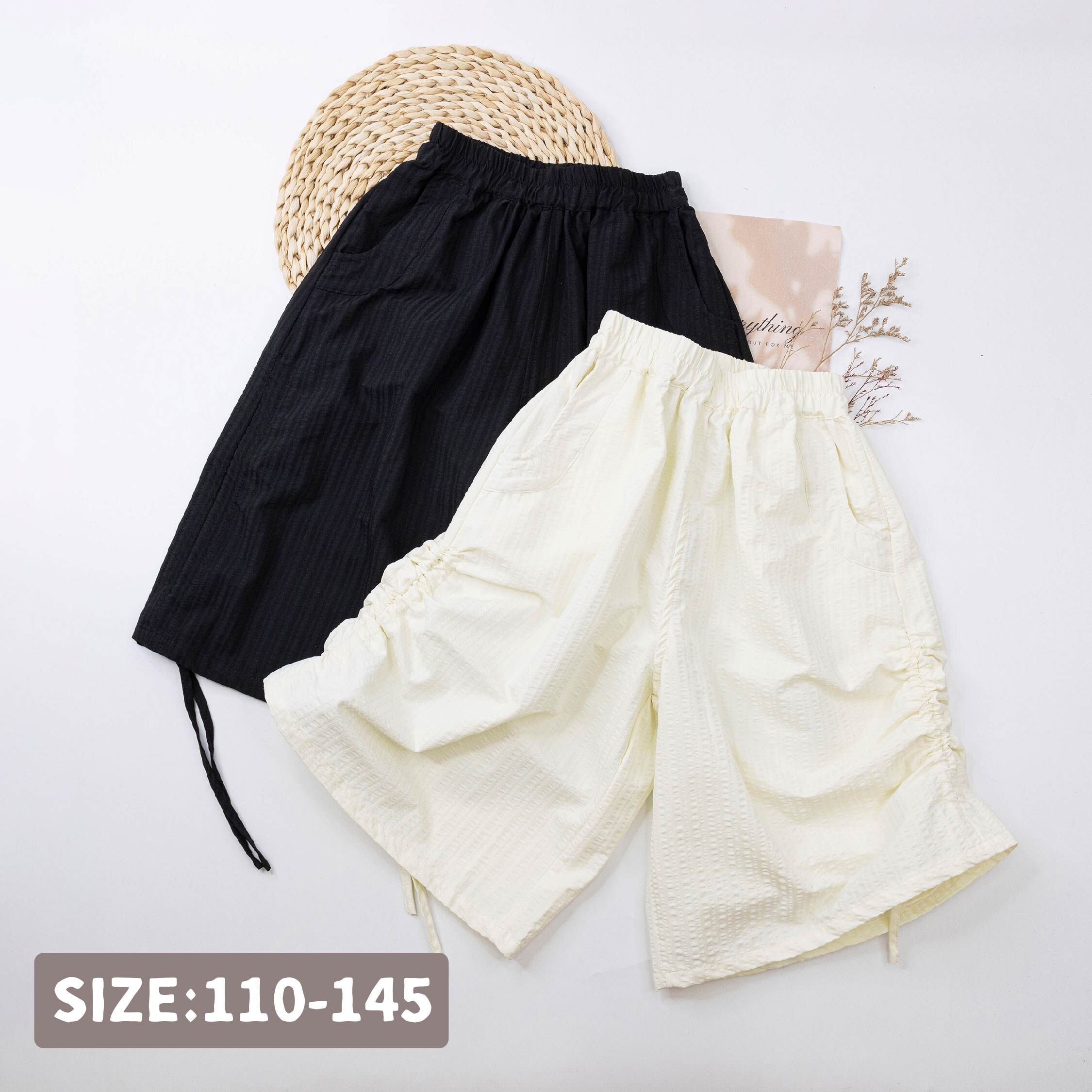 【H50812】日系質感側綁帶設計休閒褲＊二色