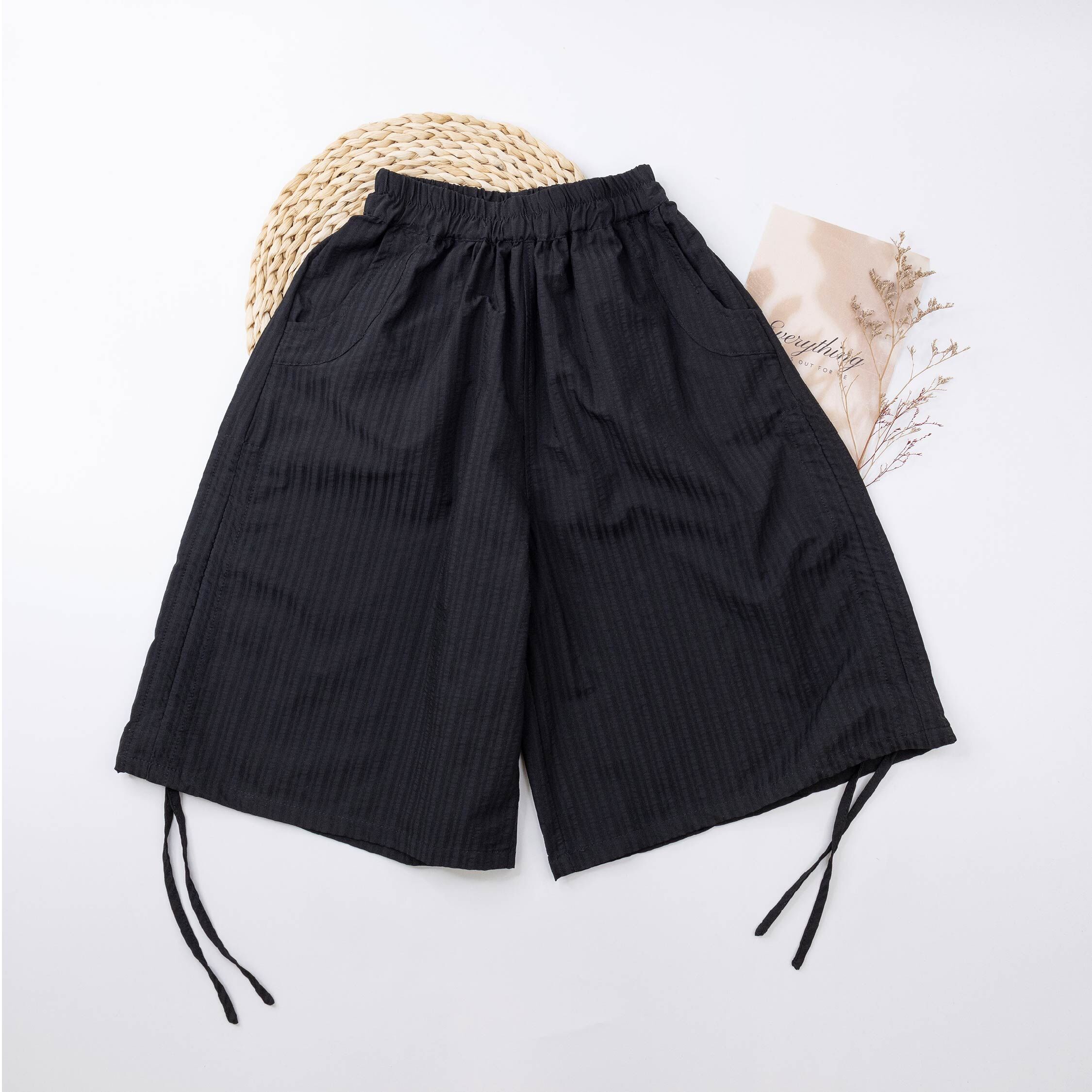 【H50812】日系質感側綁帶設計休閒褲＊二色