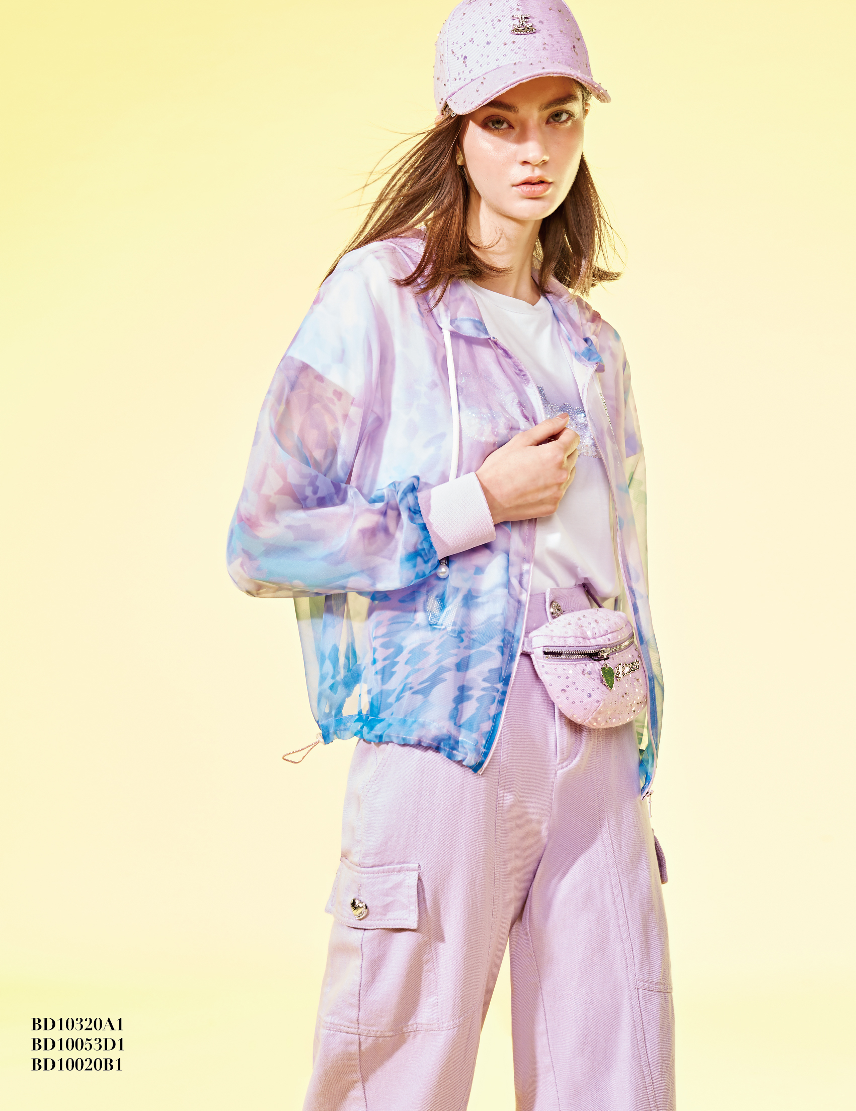 BD10053D1 水波舞玫瑰印花連帽運動夾克