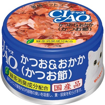 CIAO Cat Canned Food．Bonito + Bonito Flakes 85g #A-10