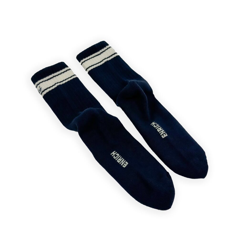 刺繡毛巾中筒襪 - Navy