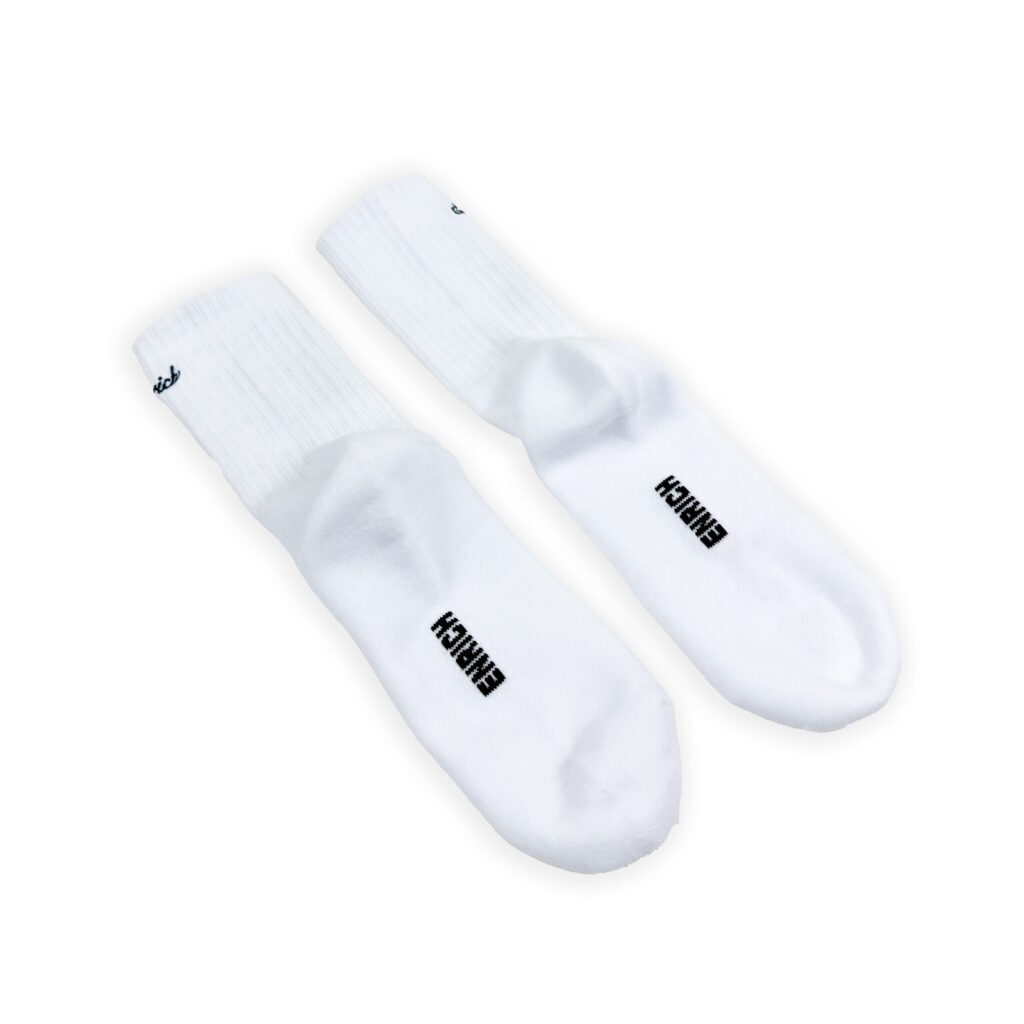 刺繡毛巾中筒襪 - White