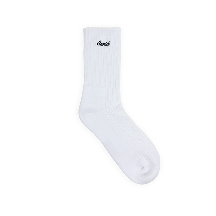 刺繡毛巾中筒襪 - White