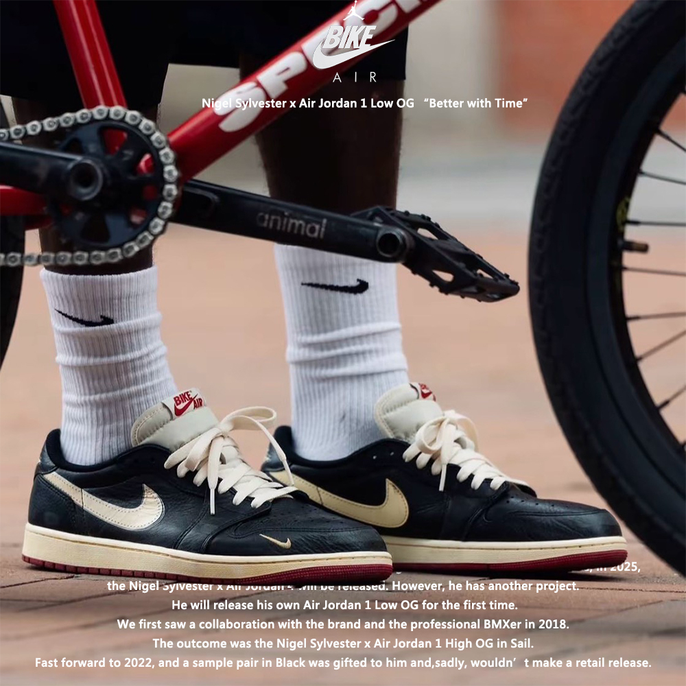 Air Jordan 1 OG Low x Nigel Sylvester "Better With Time" 做舊 破壞 奶油底 皮革 AJ1 復古休閒鞋 IB8958-001