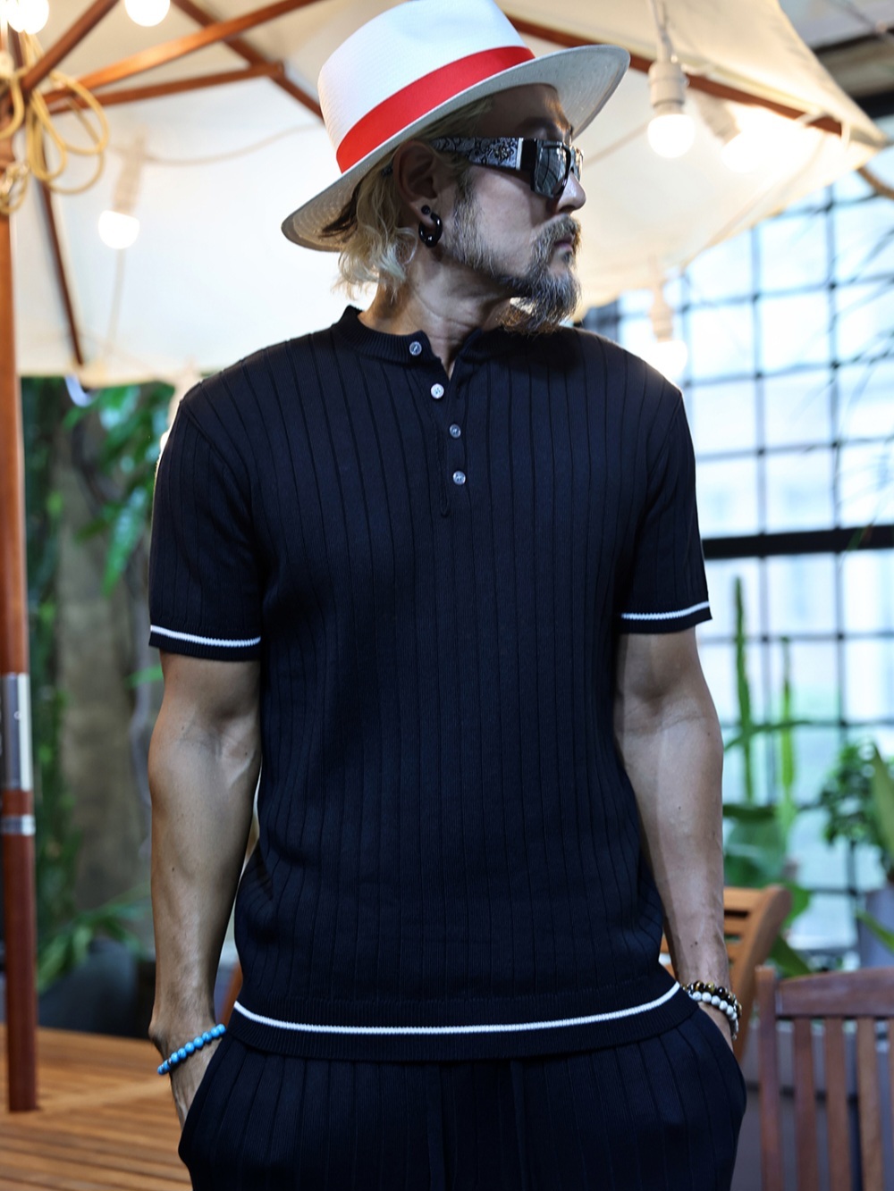 Visco 亨利領短袖針織衫