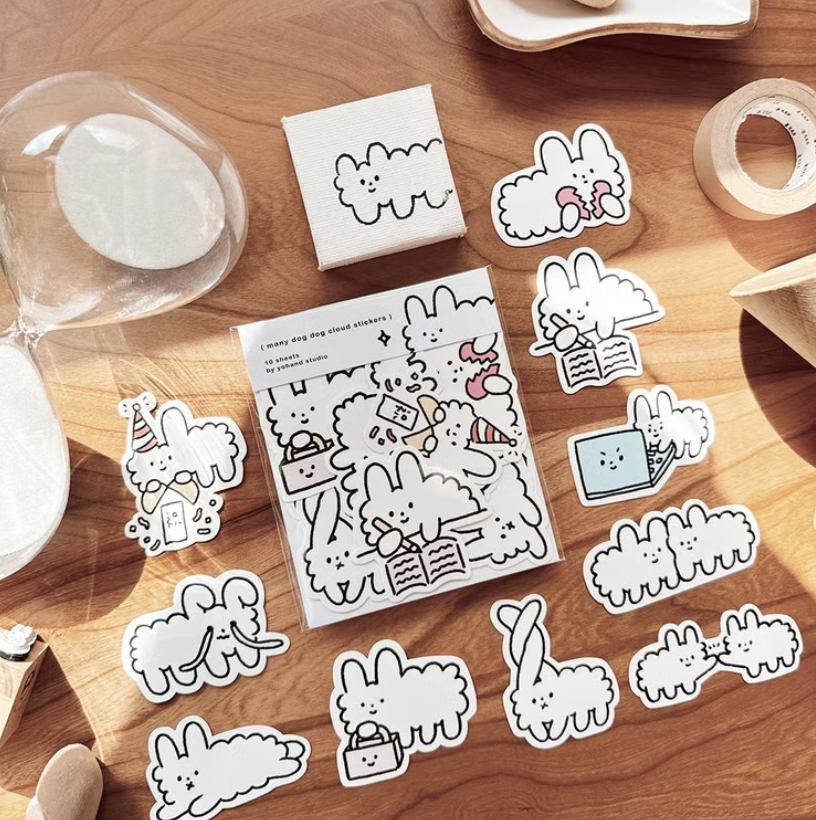 右手超人｜一堆狗狗雲 10入貼紙包