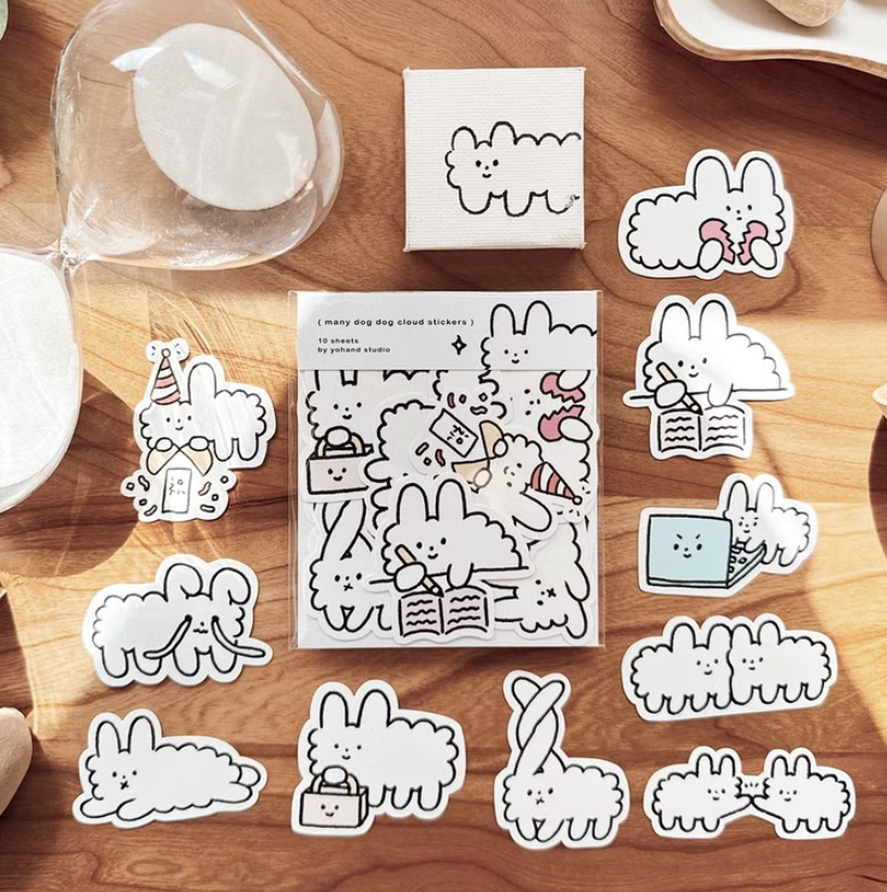 右手超人｜一堆狗狗雲 10入貼紙包