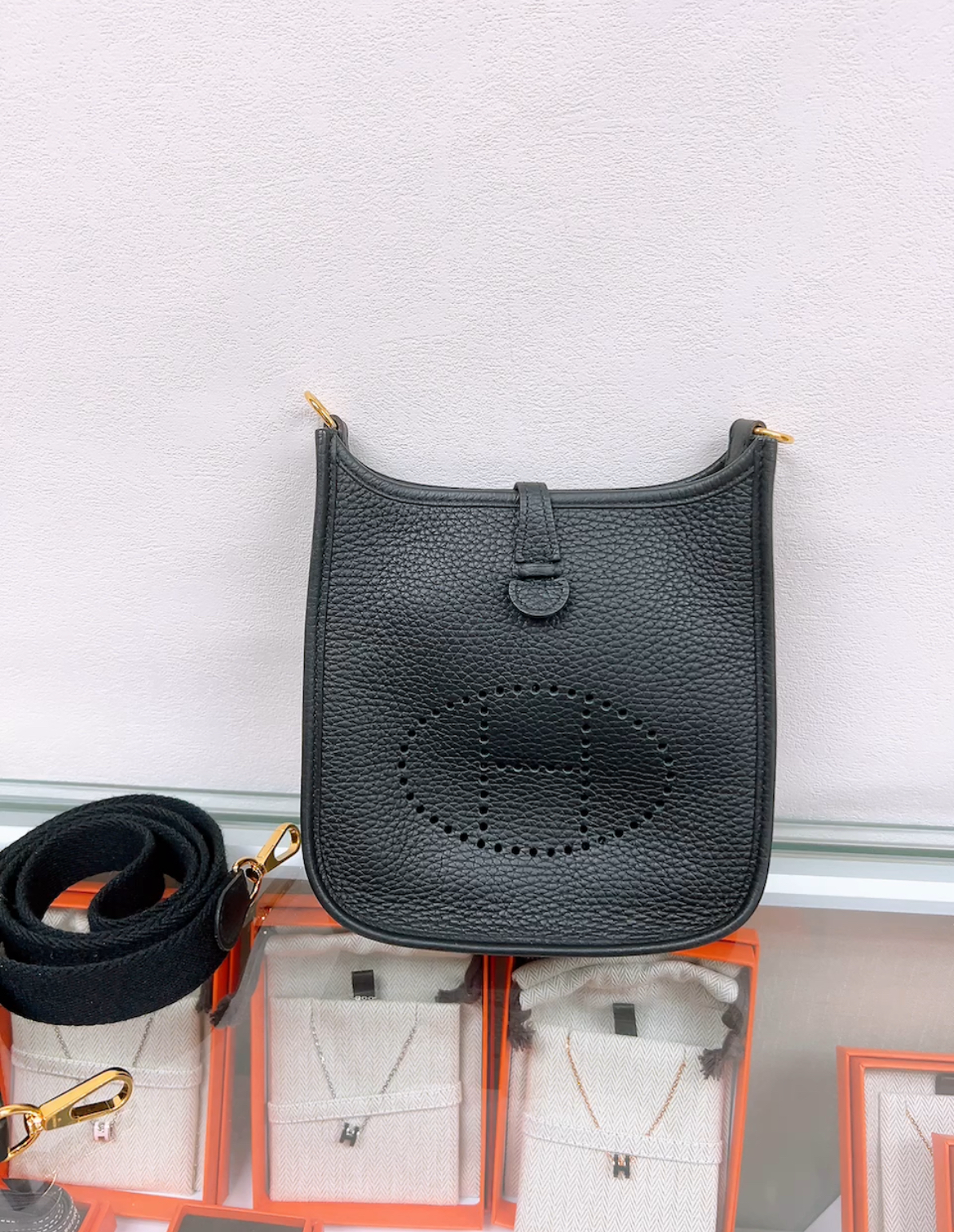 Hermes mini evelyne (black GHW/ stamp b)
