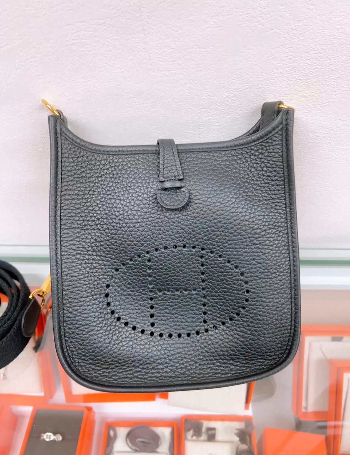 Hermes mini evelyne (black GHW/ stamp b)
