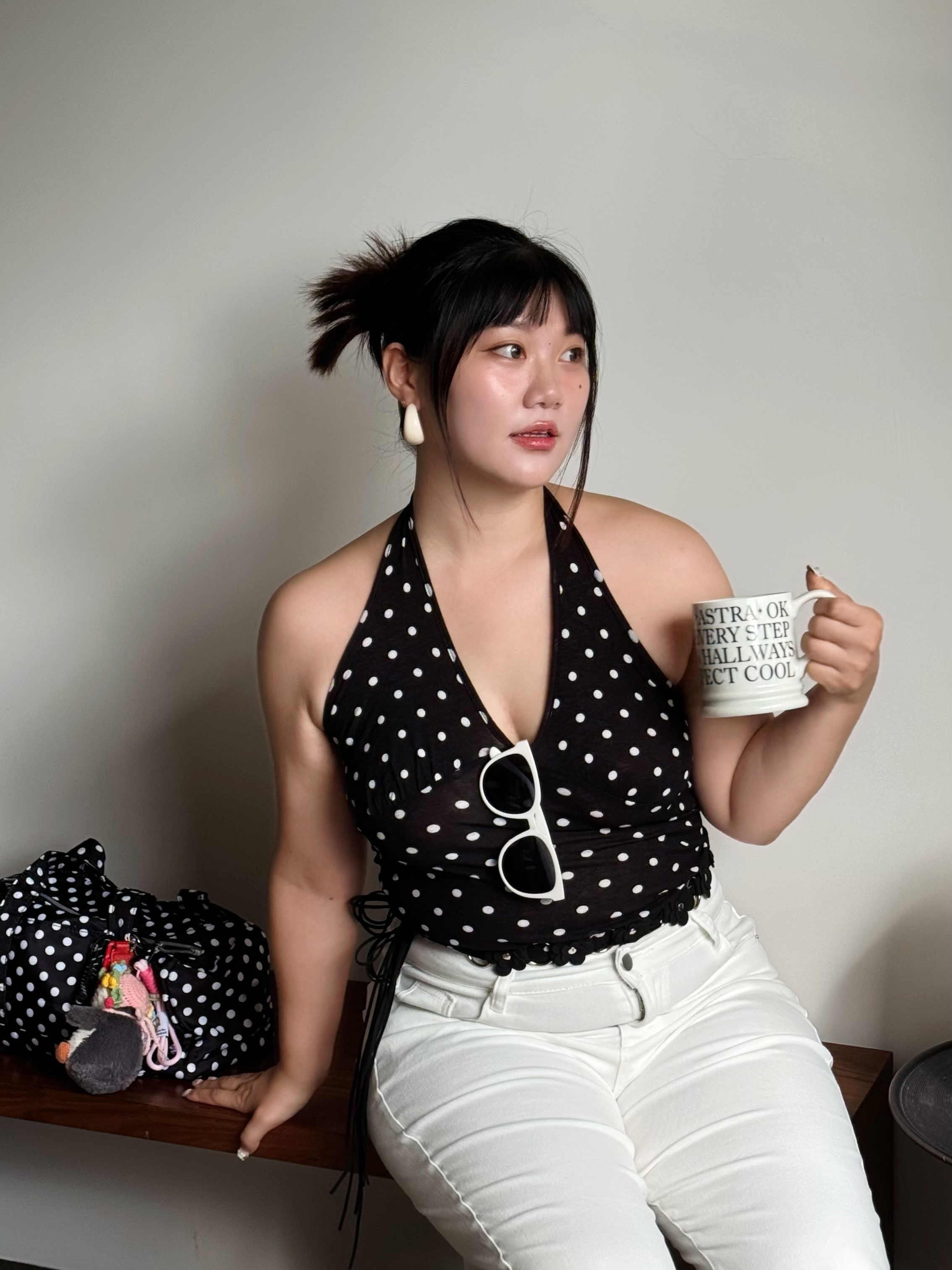 A10 法式浪漫 波點掛脖背心