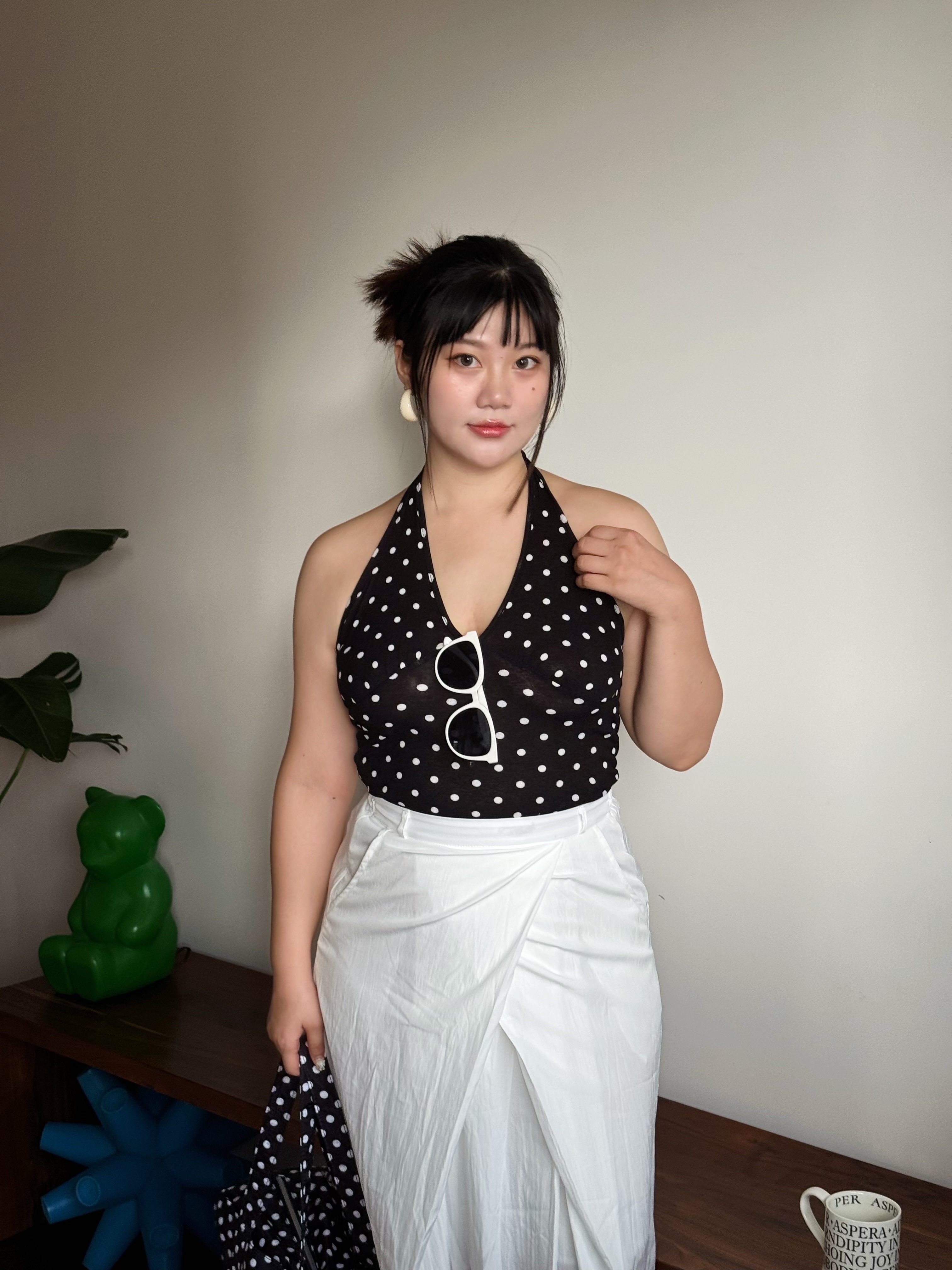 A10 法式浪漫 波點掛脖背心