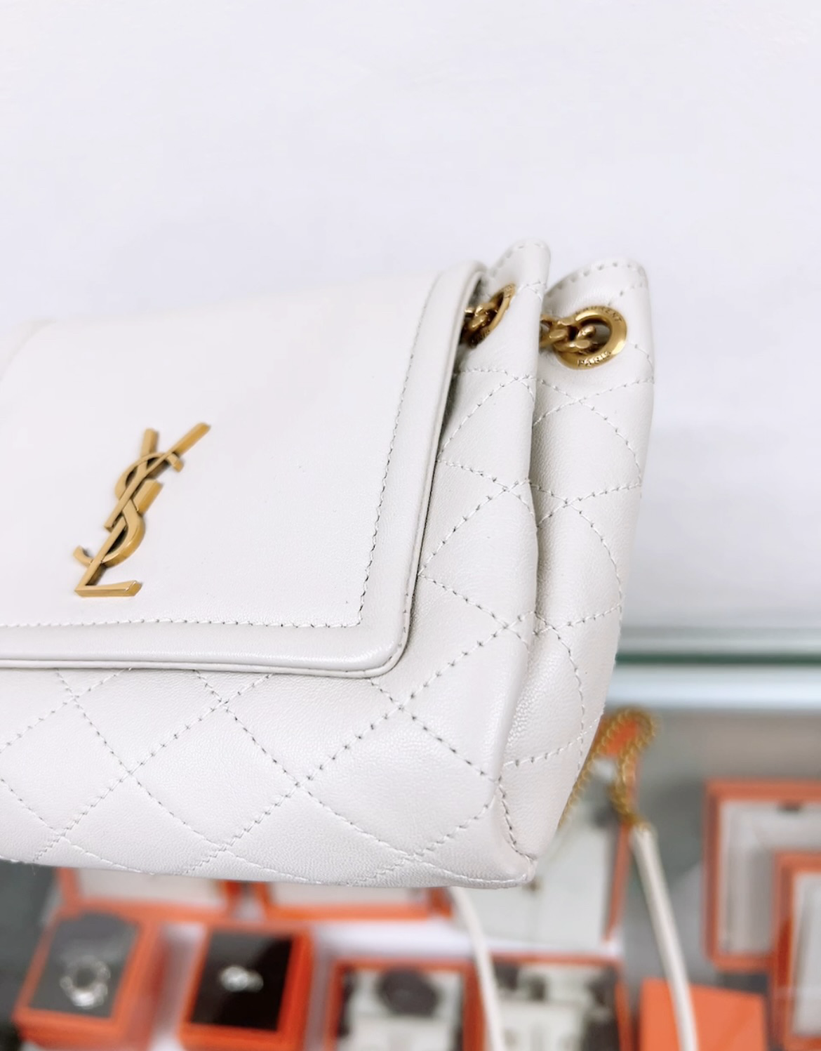 YSL Saint Laurent nolita mini white
