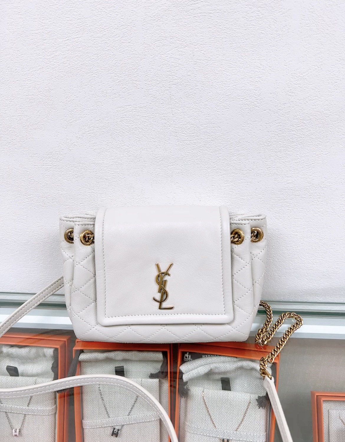 YSL Saint Laurent nolita mini white
