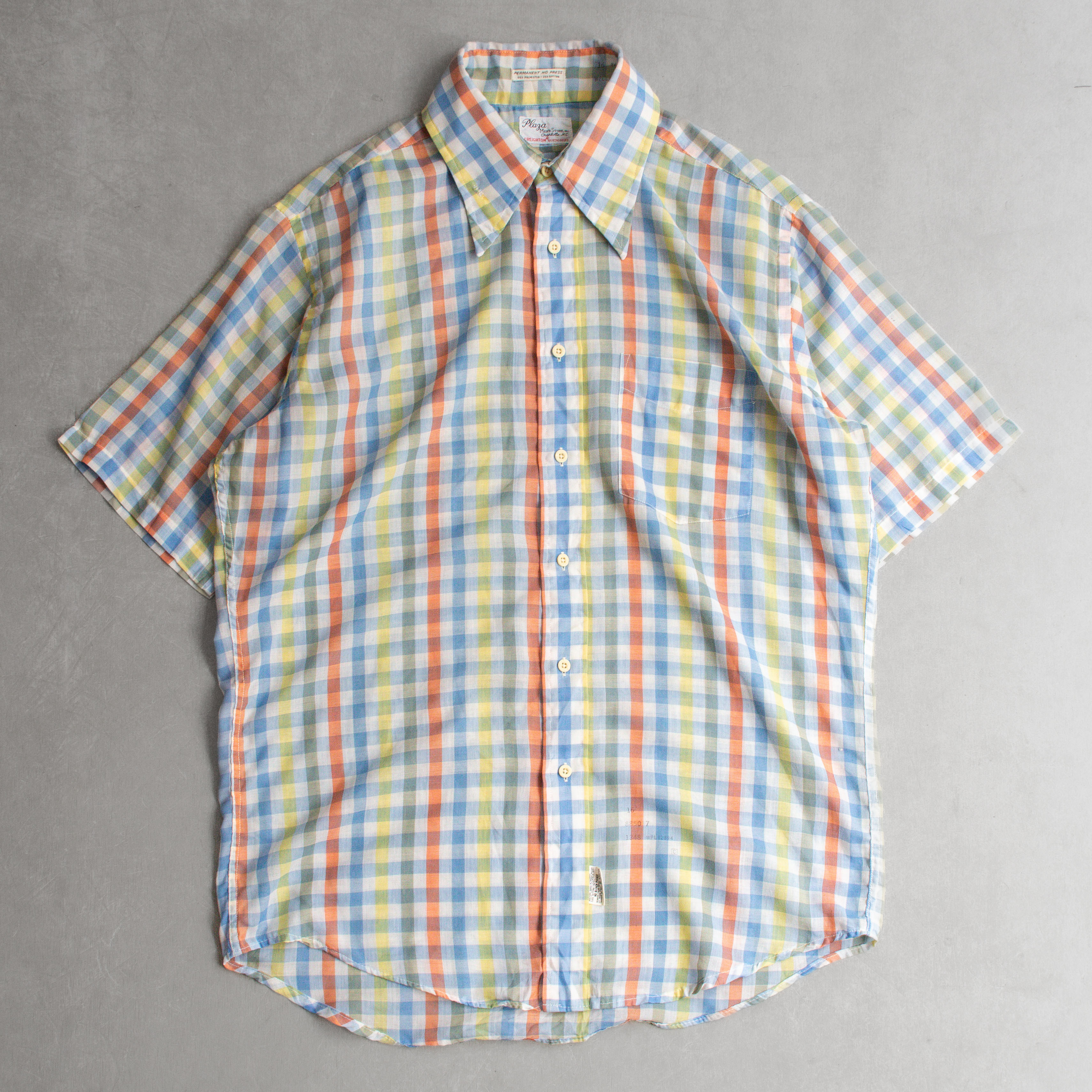 70-80S VINTAGE PLAID SHIRT 美國 彩色 格紋 箭領 短袖 襯衫