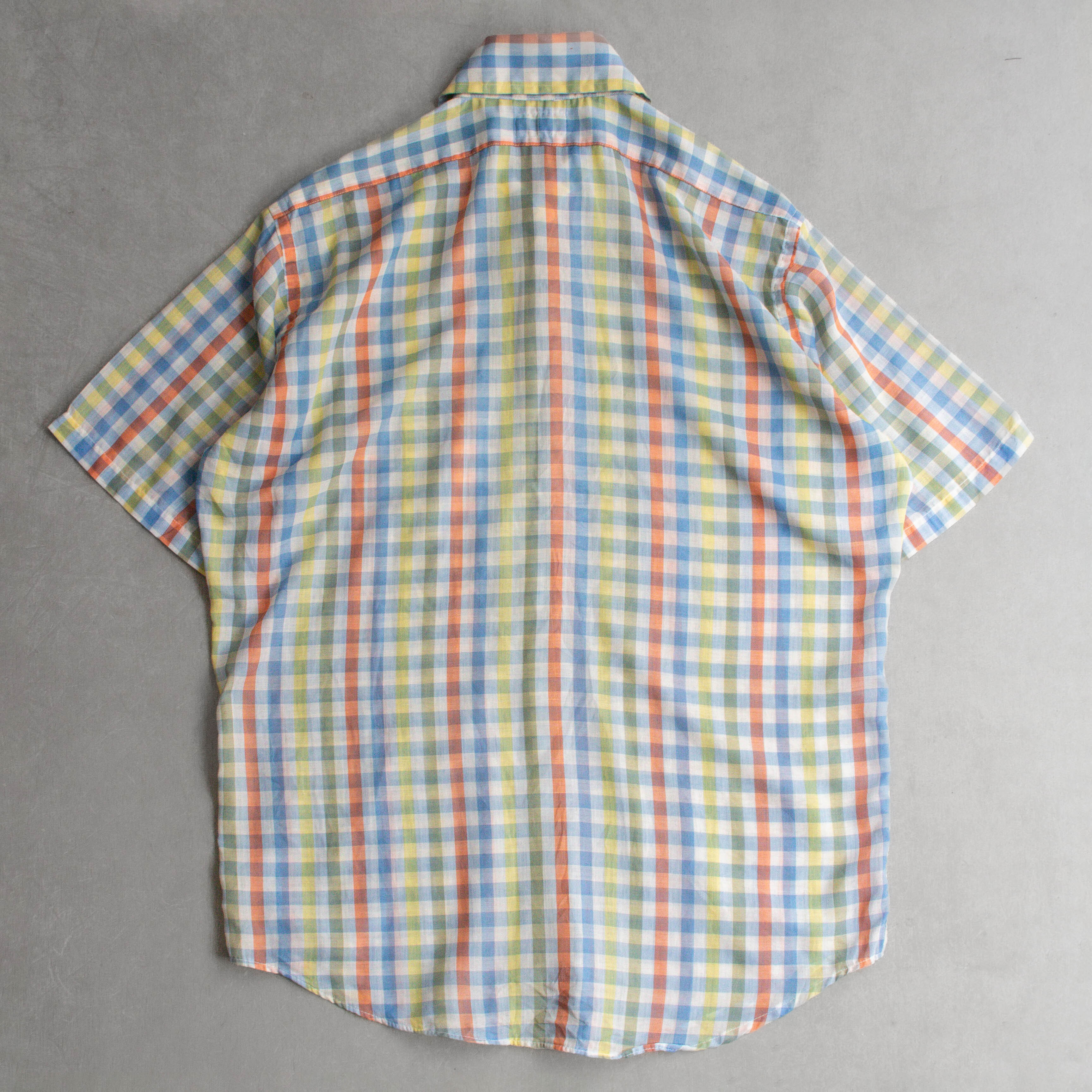 70-80S VINTAGE PLAID SHIRT 美國 彩色 格紋 箭領 短袖 襯衫