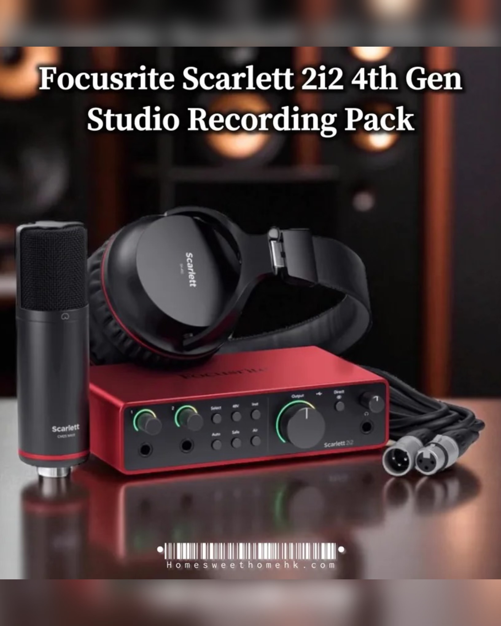 Focusrite Scarlett 2i2(4th Gen)Studio Recording Package