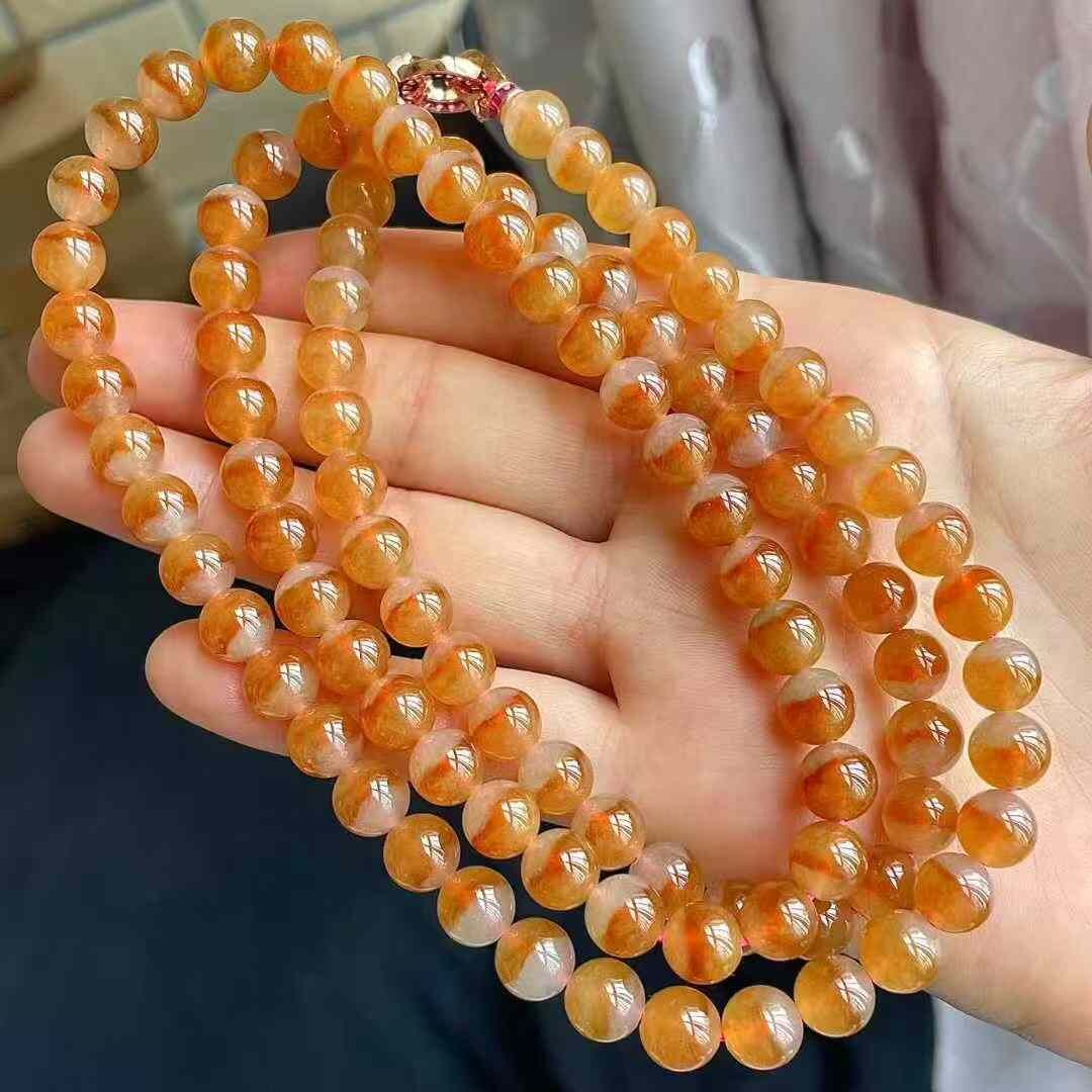 翡翠冰紅珠鏈 (7.5mm直徑),天然翡翠A玉, 緬甸玉, Jade, Jadeite