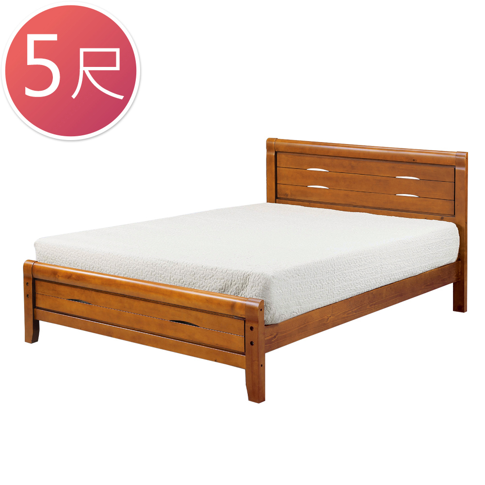 諾倫5尺簡約實木雙人床架(不含床墊)
