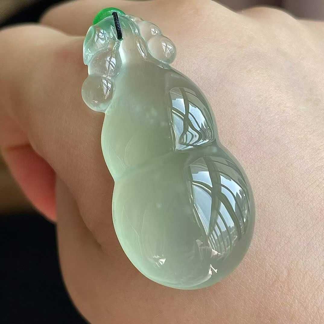 翡翠高冰晴綠葫蘆吊墜,天然翡翠A玉, 緬甸玉, Jade, Jadeite