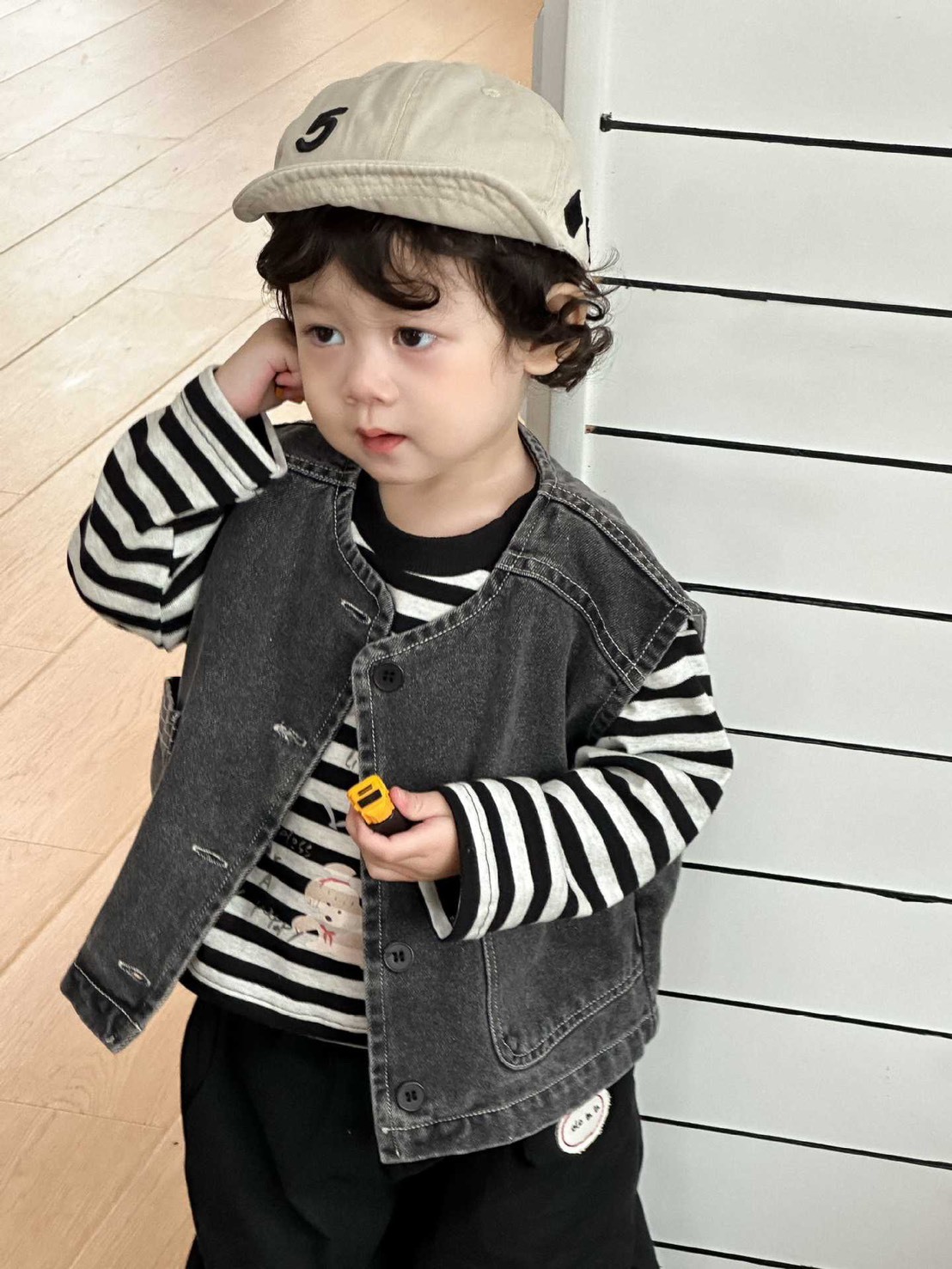 車線小標牛仔背心